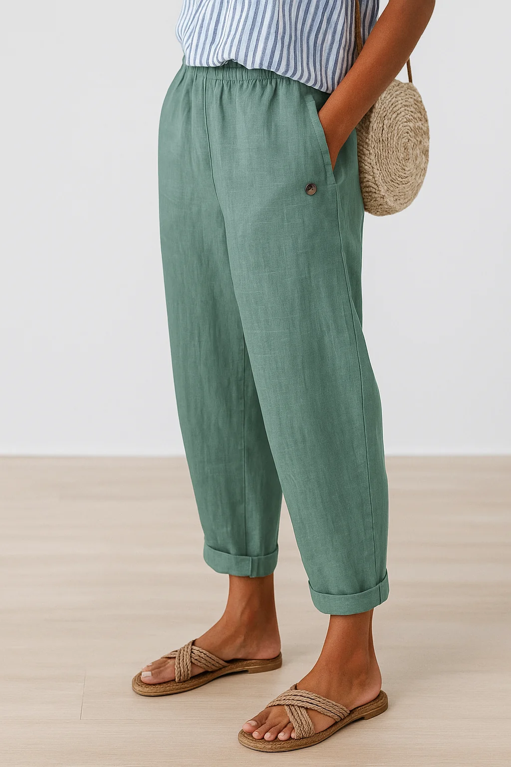 Straight-Leg Pants with Side Pockets