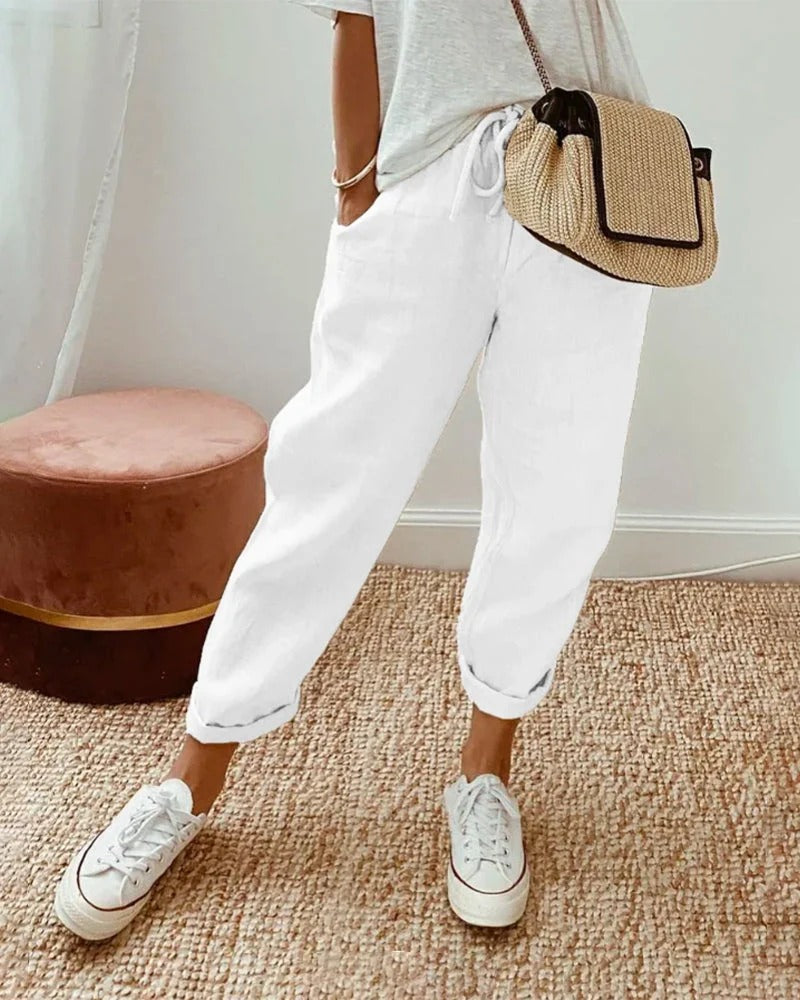 High-Waisted Straight-Leg Trousers