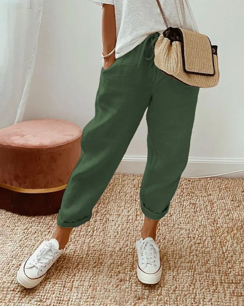 High-Waisted Straight-Leg Trousers