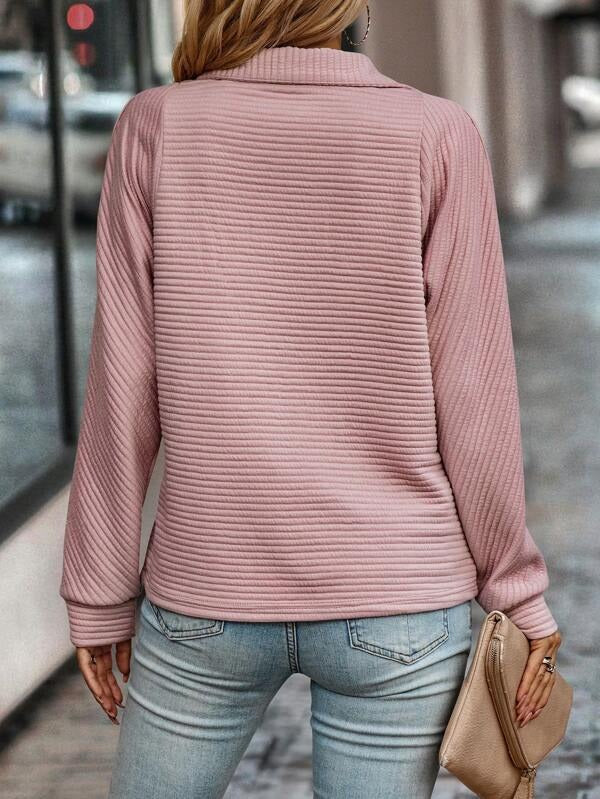 Jumper with V-Neck Zip and Snug Relaxed Knit