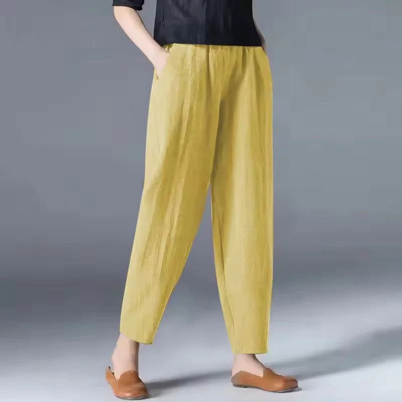 Summer Trousers with Loose Cut and Tapered Ankle