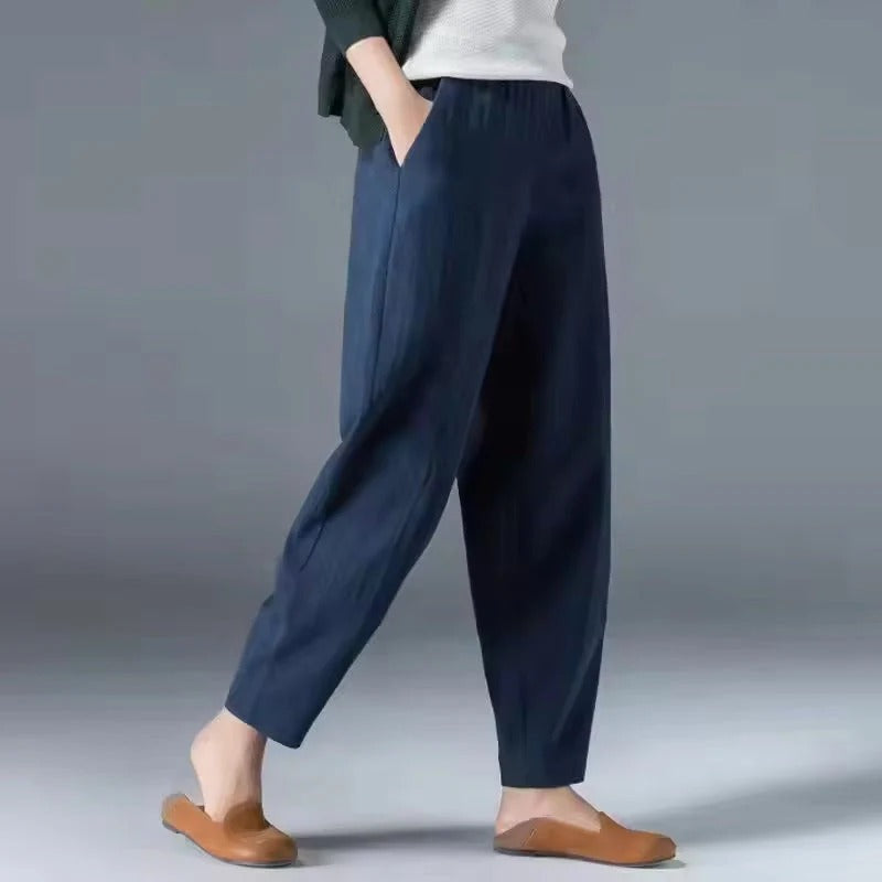 Summer Trousers with Loose Cut and Tapered Ankle