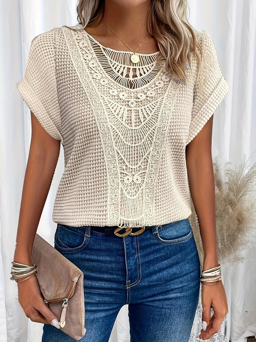 Round Neck Lace Trim Top
