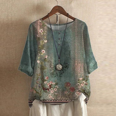 Retro Floral Blouse