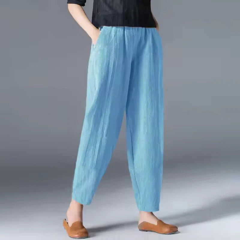 Summer Trousers with Loose Cut and Tapered Ankle