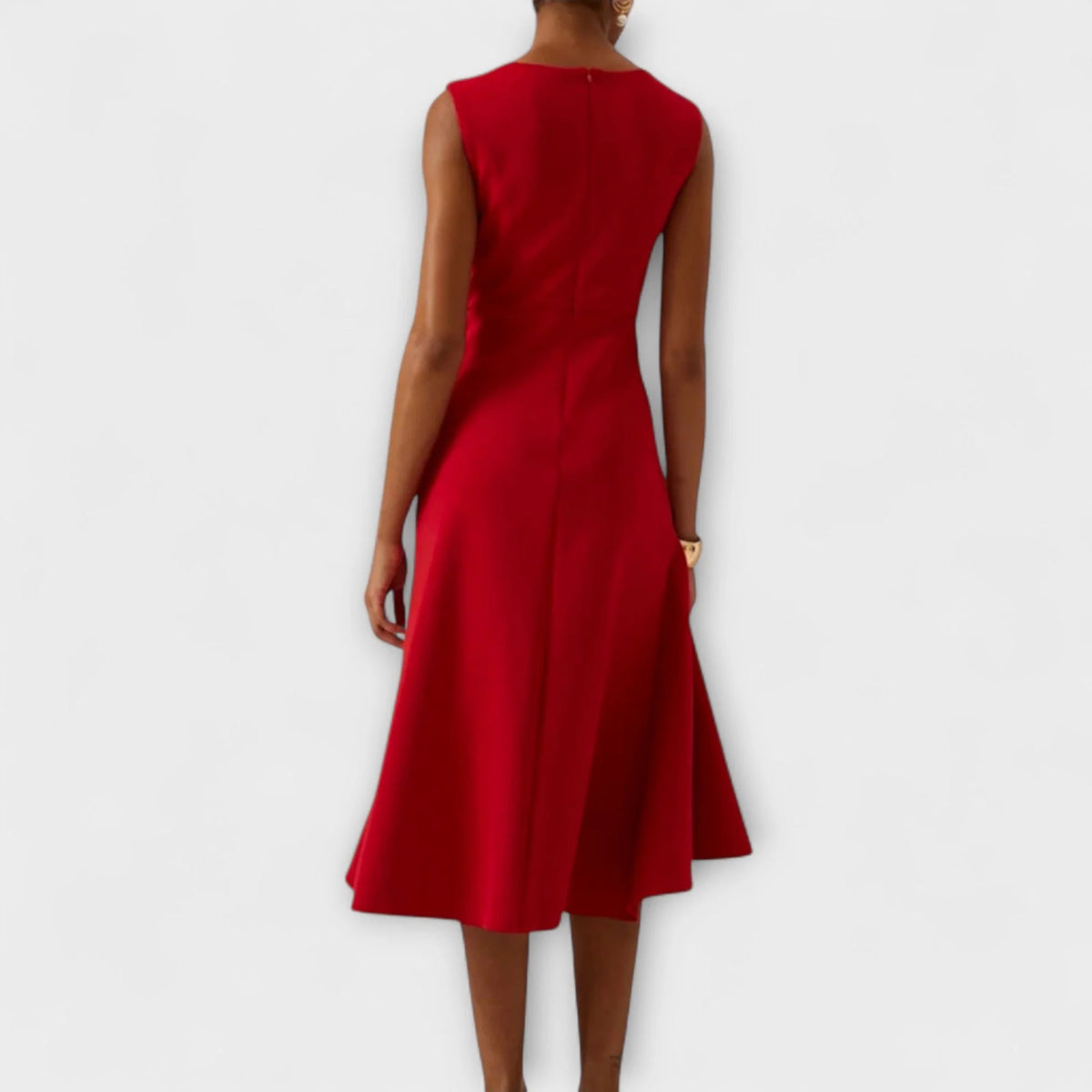 Midi Dress with Draped Asymmetric Hem