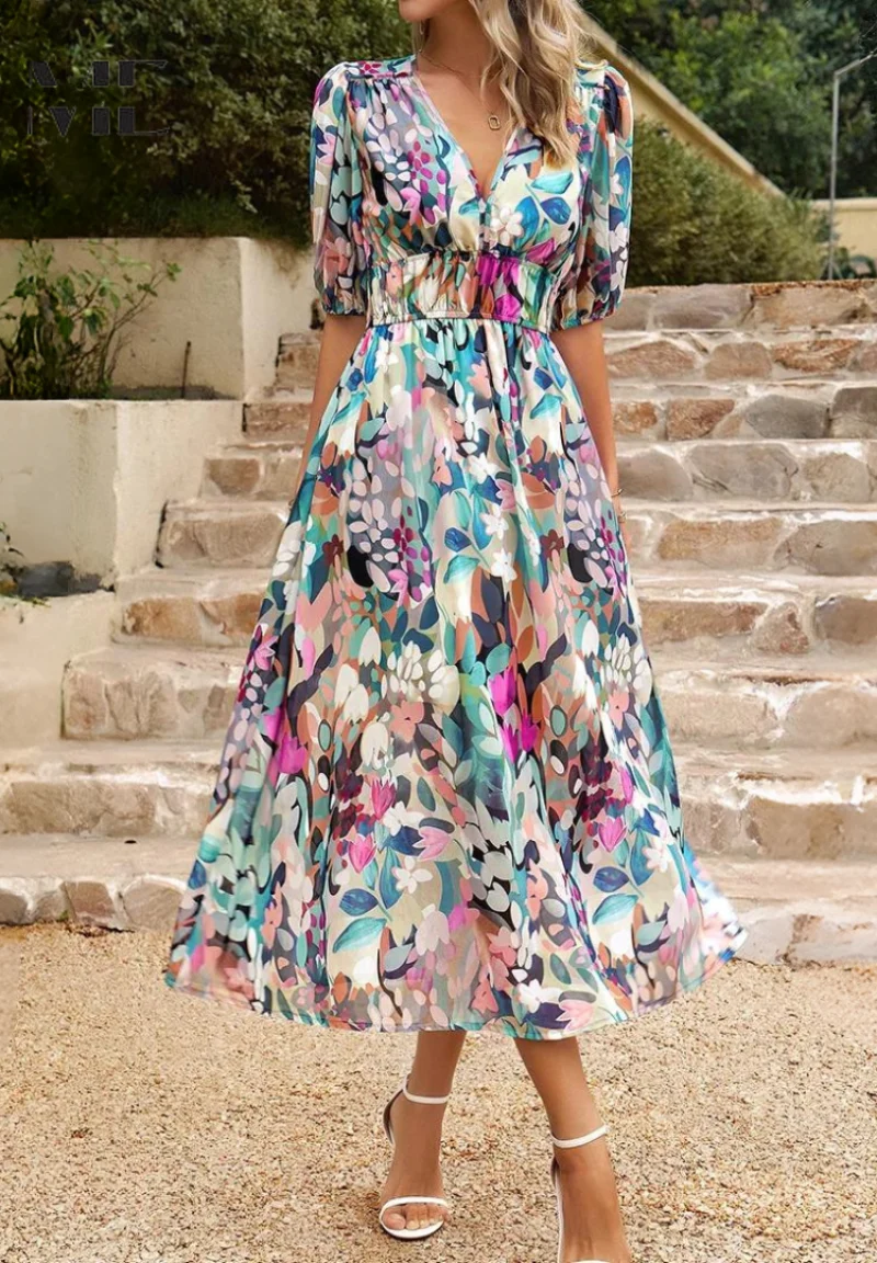 Dress with Botanical Floral Print