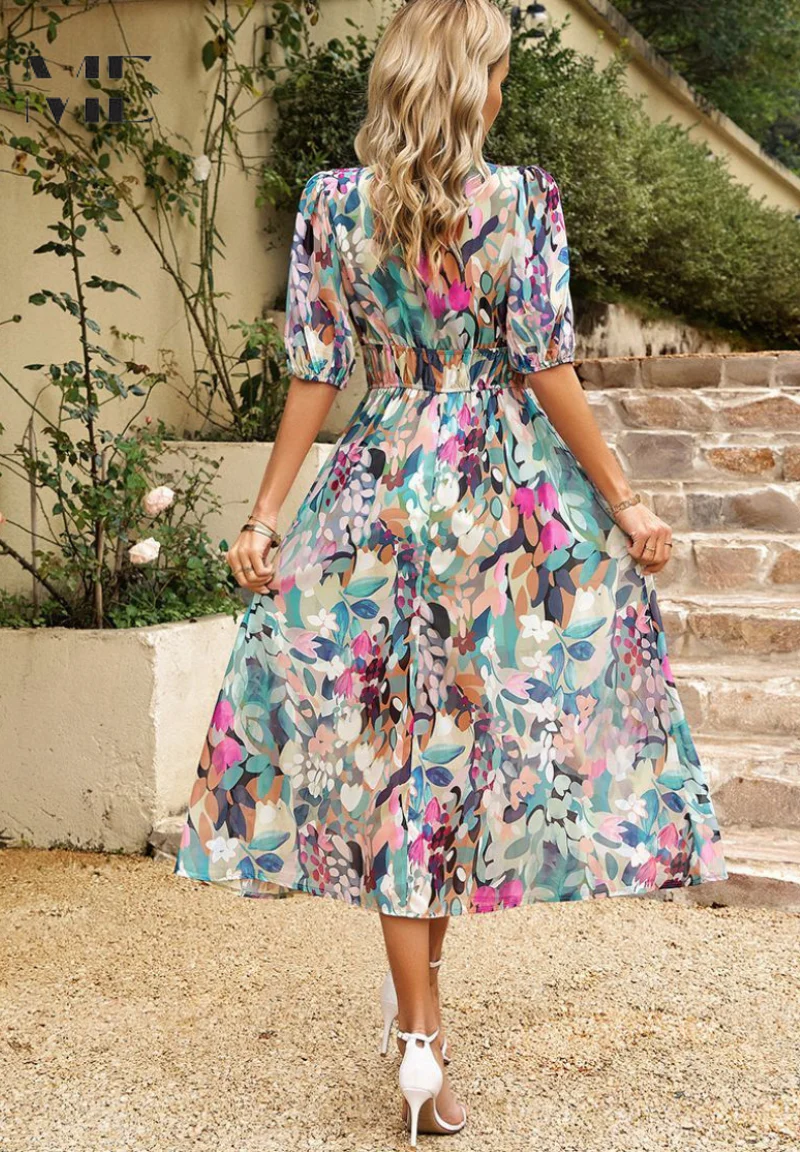 Dress with Botanical Floral Print