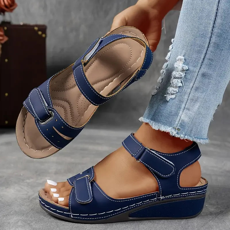 Cushioned Wedge Sandals with Adjustable Strap