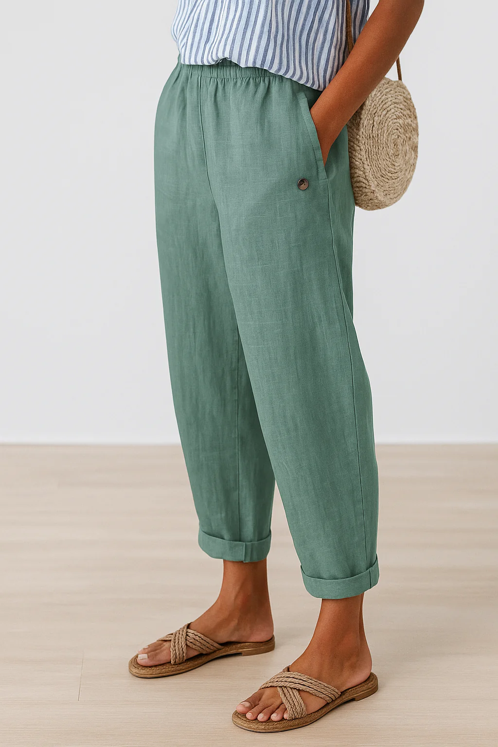 Straight-Leg Pants with Side Pockets