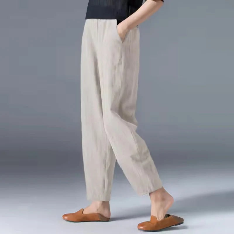 Summer Trousers with Loose Cut and Tapered Ankle
