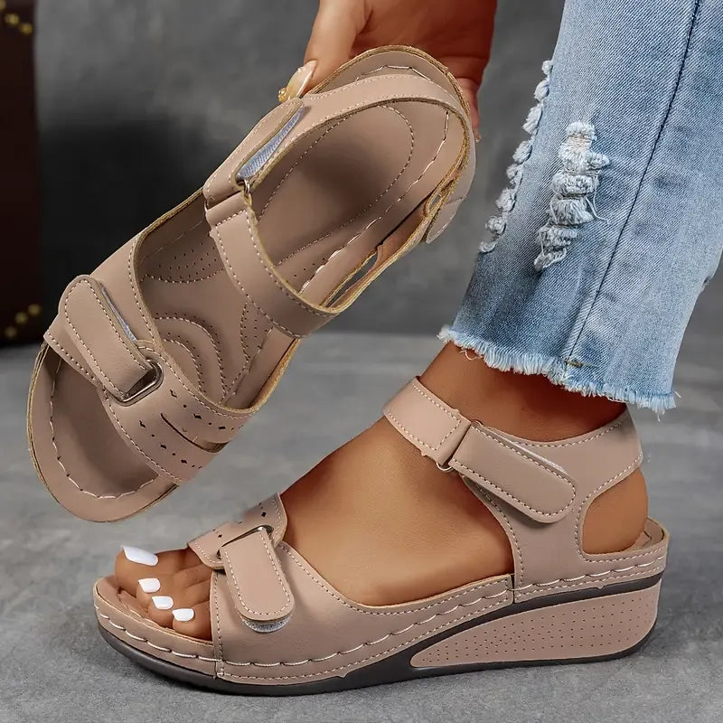 Cushioned Wedge Sandals with Adjustable Strap