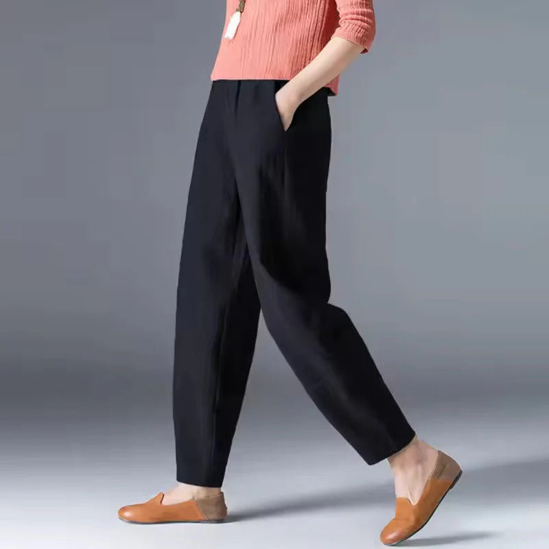 Summer Trousers with Loose Cut and Tapered Ankle