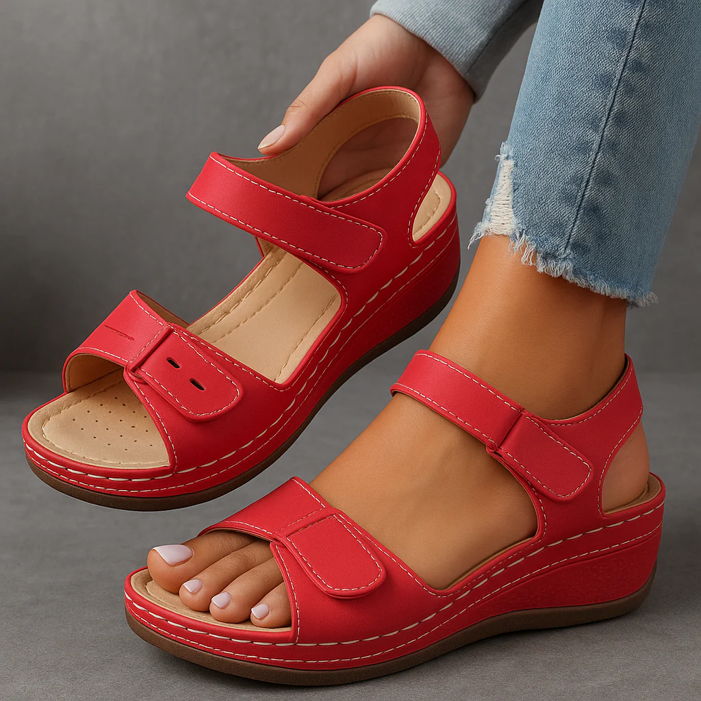Cushioned Wedge Sandals with Adjustable Strap