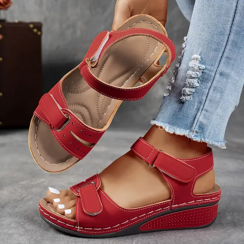 Cushioned Wedge Sandals with Adjustable Strap